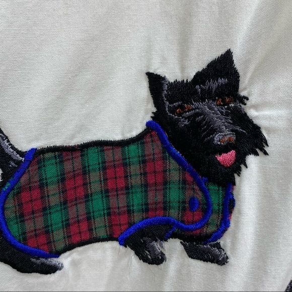 Casey Coleman White Cotton Long Sleeved Button Down Shirt Embroidered Dog S/M - Picture 3 of 6